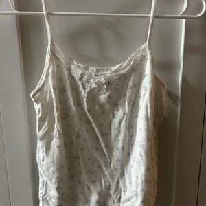 Brandy Melville - John Gail blue & white lace trimmed tank- teddy bears & bows